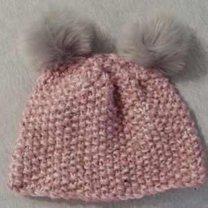 Pink and Grey Panda Ear Beanie